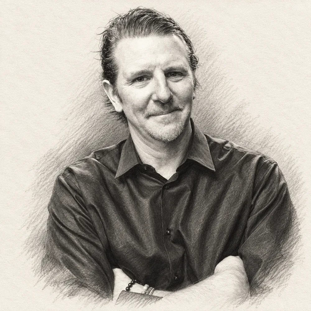 Eric Koivisto, Lead Steward at Luxbury &mdash; pencil portrait.
